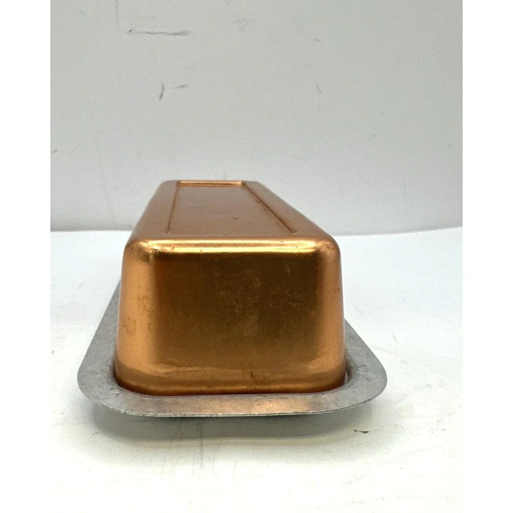 Vintage Copper Covered Butter Dish tin bottom
